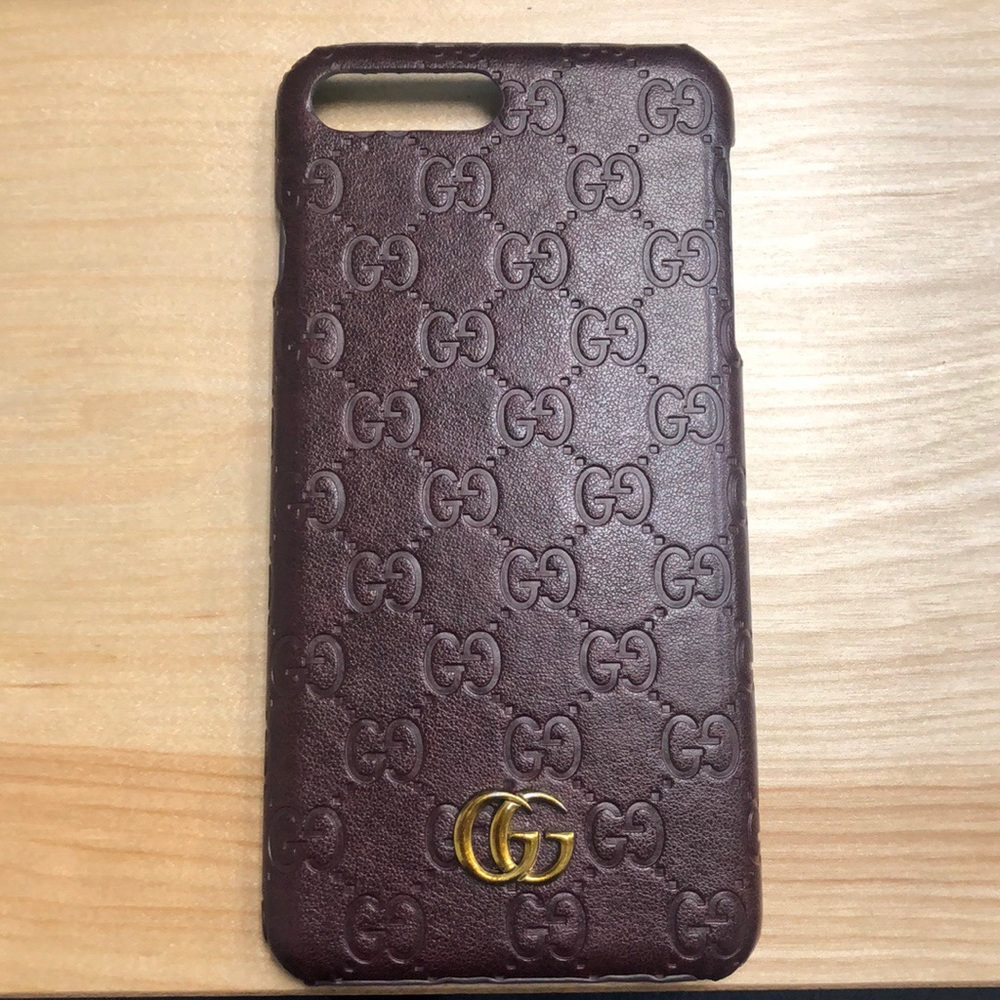 Maroon Leather Gucci iPhone 8 Plus case
